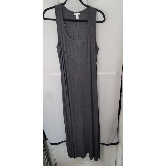 Daily Ritual Women's Relaxed Fit Rayon Spandex Fine Rib Maxi Dress Gray Medium - Picture 13 of 14